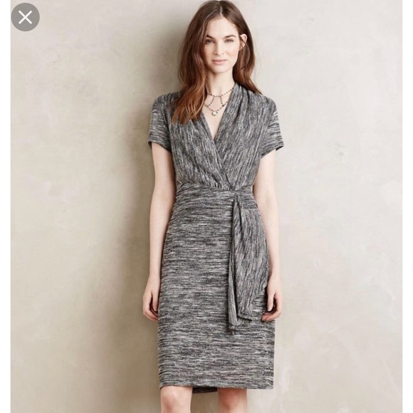 grey knit wrap dress